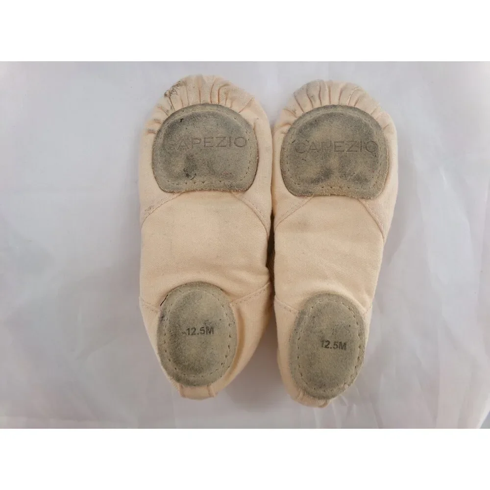 Pre-Owned Dance Ballet Shoes Capezio Child 12.5M No Tie Drawstring Canvas Cross